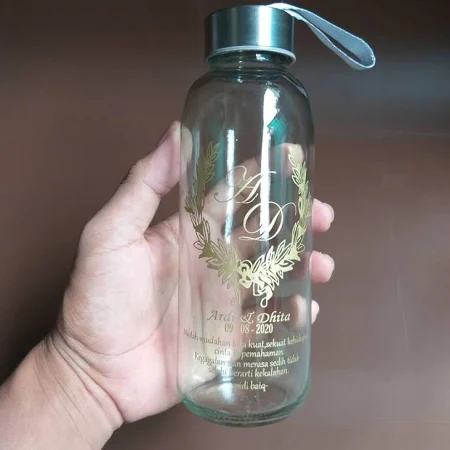 Souvenir Botol Minum Kaca/Tumbler Sablon