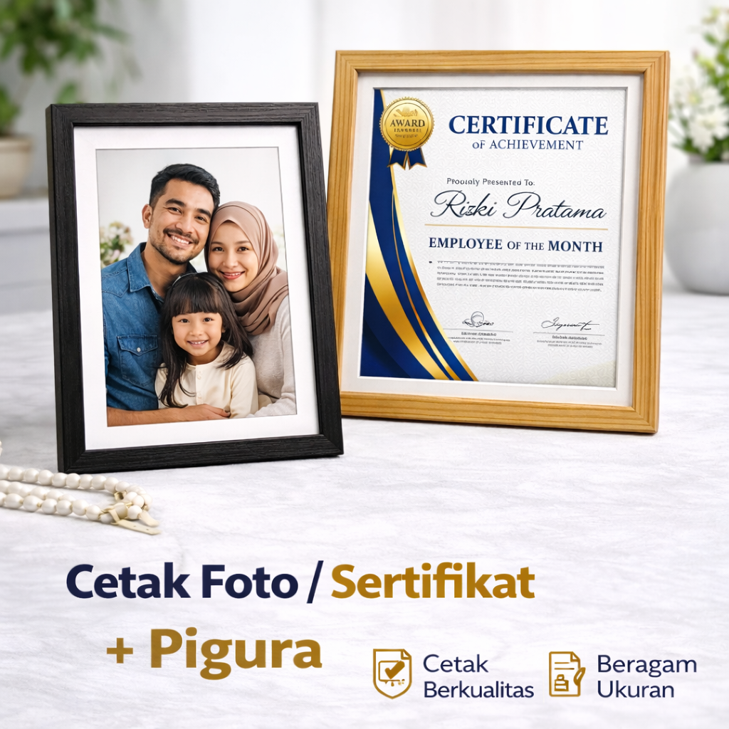Cetak Foto/Sertifikat + Pigura