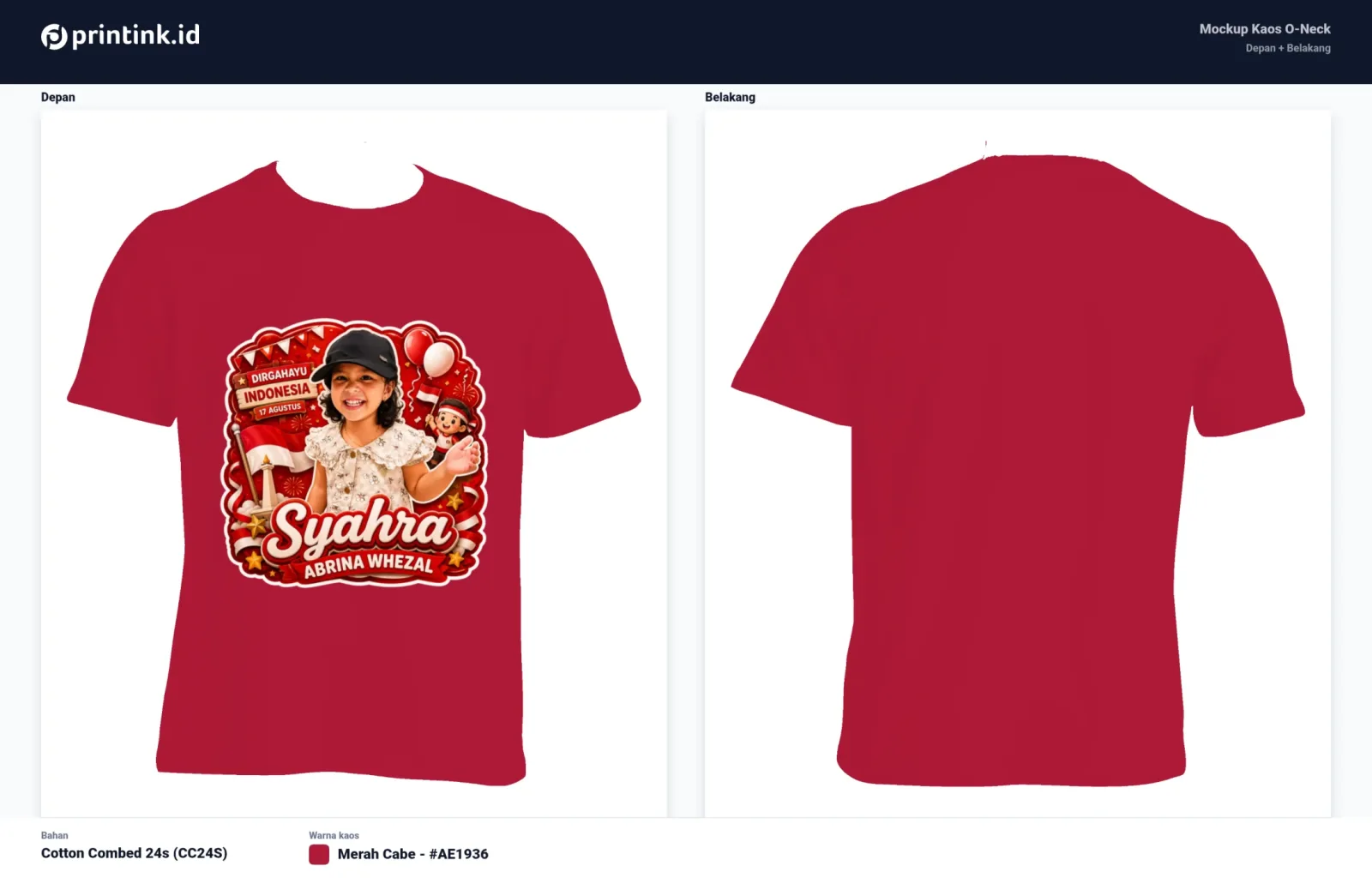 Kaos Anak Avatar Custom