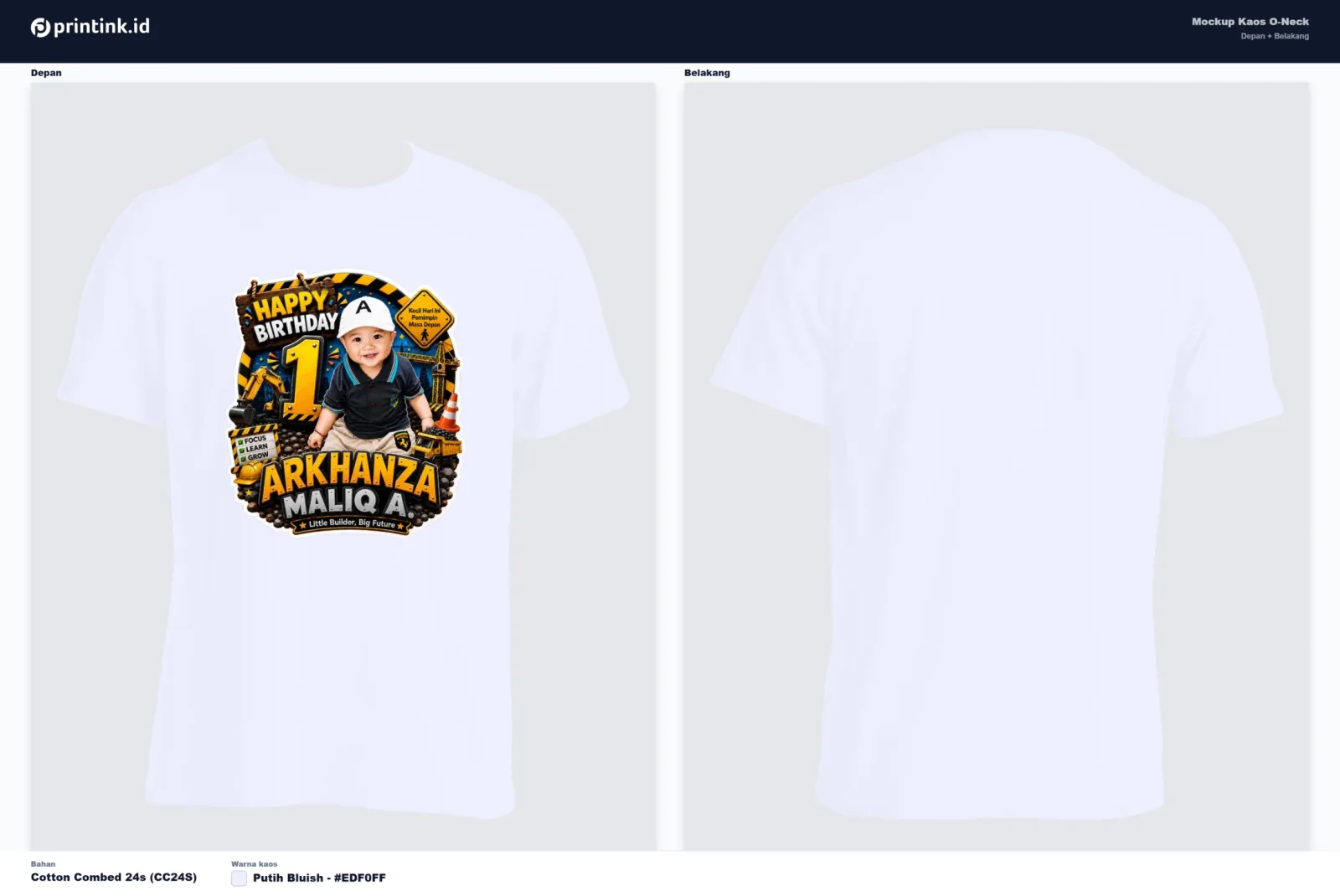 Kaos O-Neck Cotton Combed 24s Dewasa