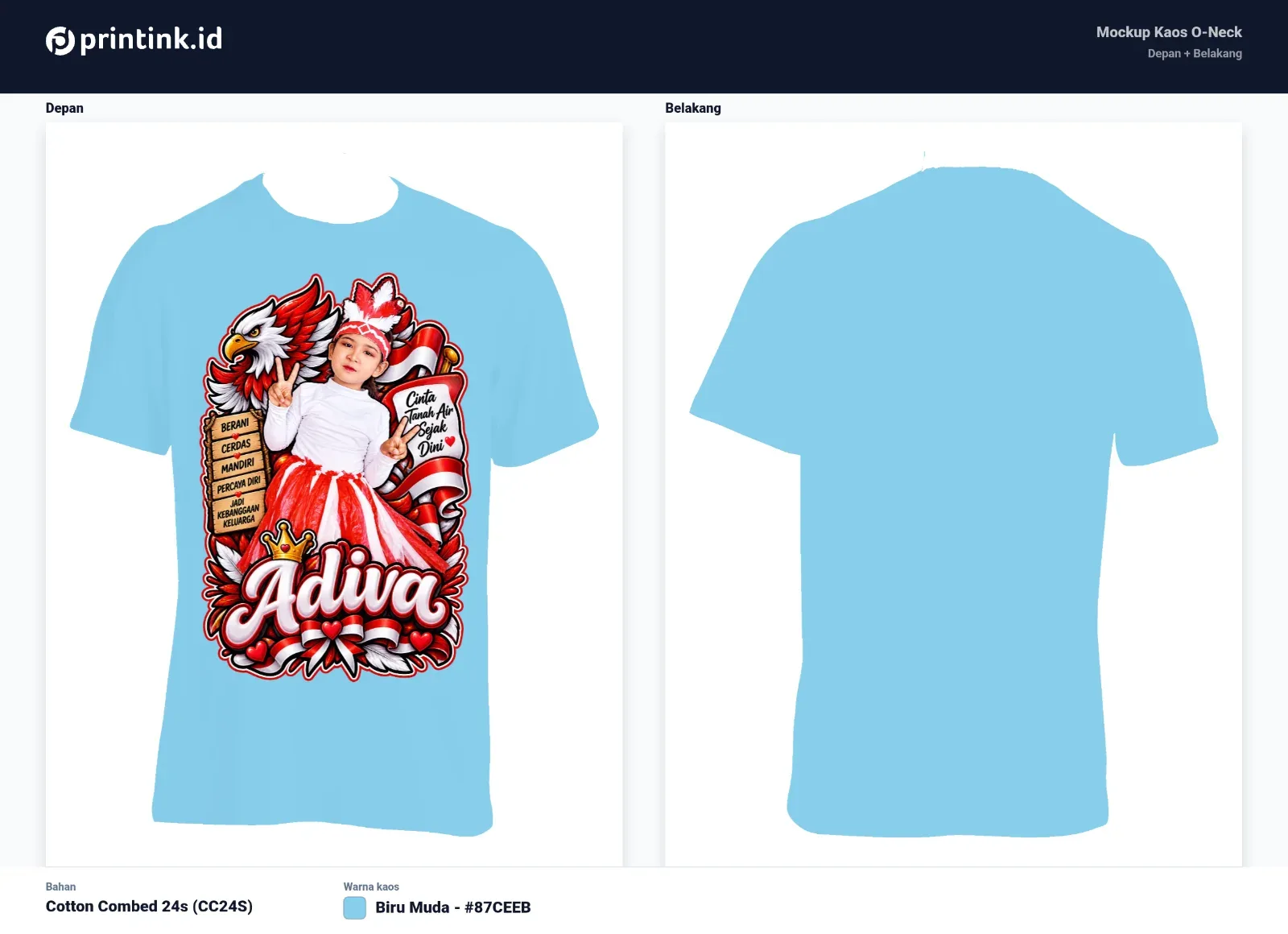 Kaos O-Neck Cotton Combed 24s Dewasa